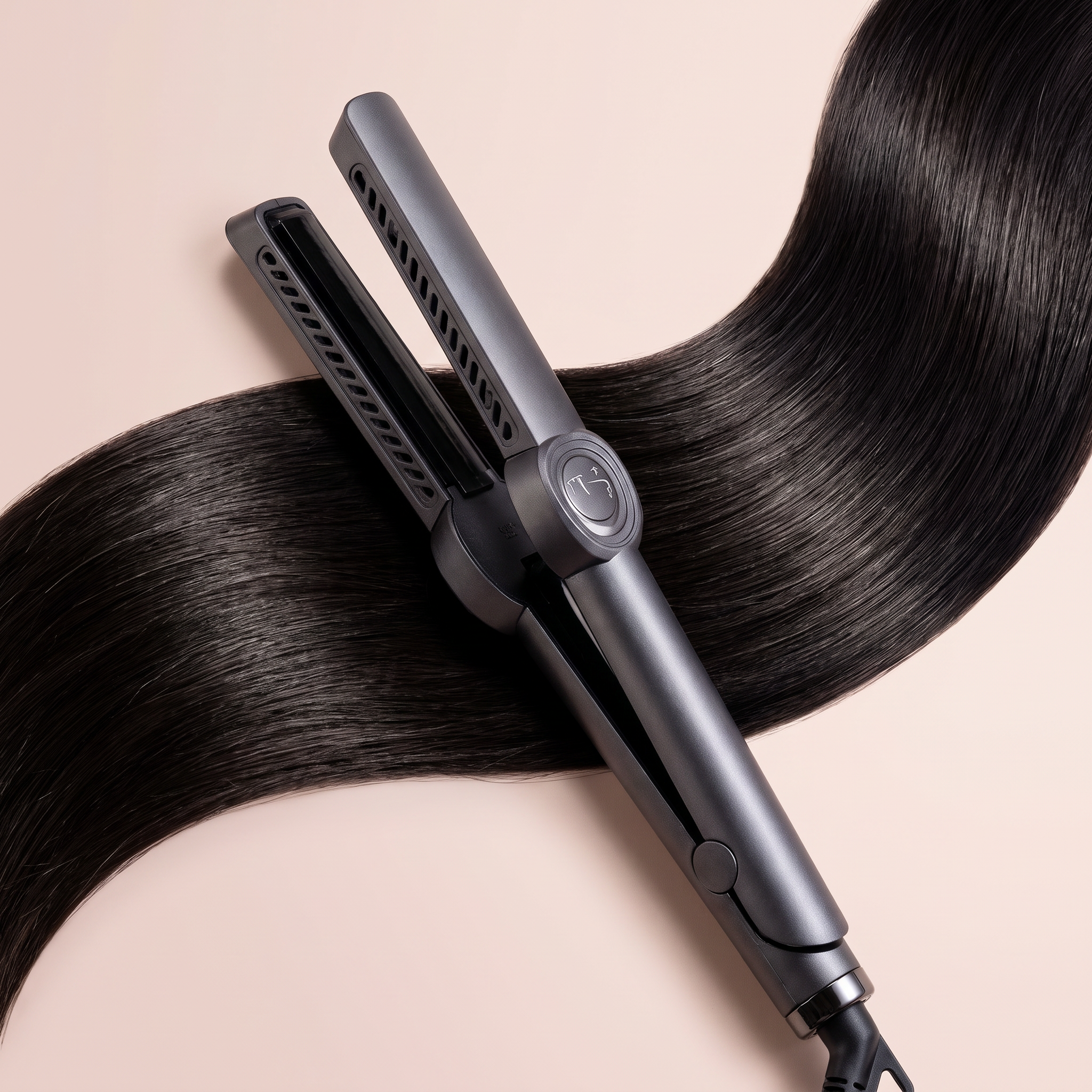 TNS SuperSilk airflow styler with sleek, healthy, glossy hair